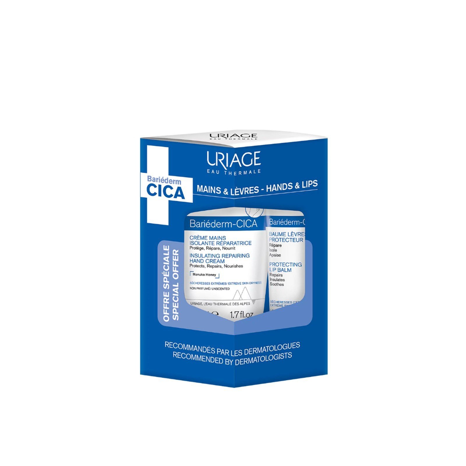Uriage Bariéderm-CICA Insulating مرمم كريم لليدين 50ml + Bariéderm-CICA Protecting بلسم شفاه 15ml