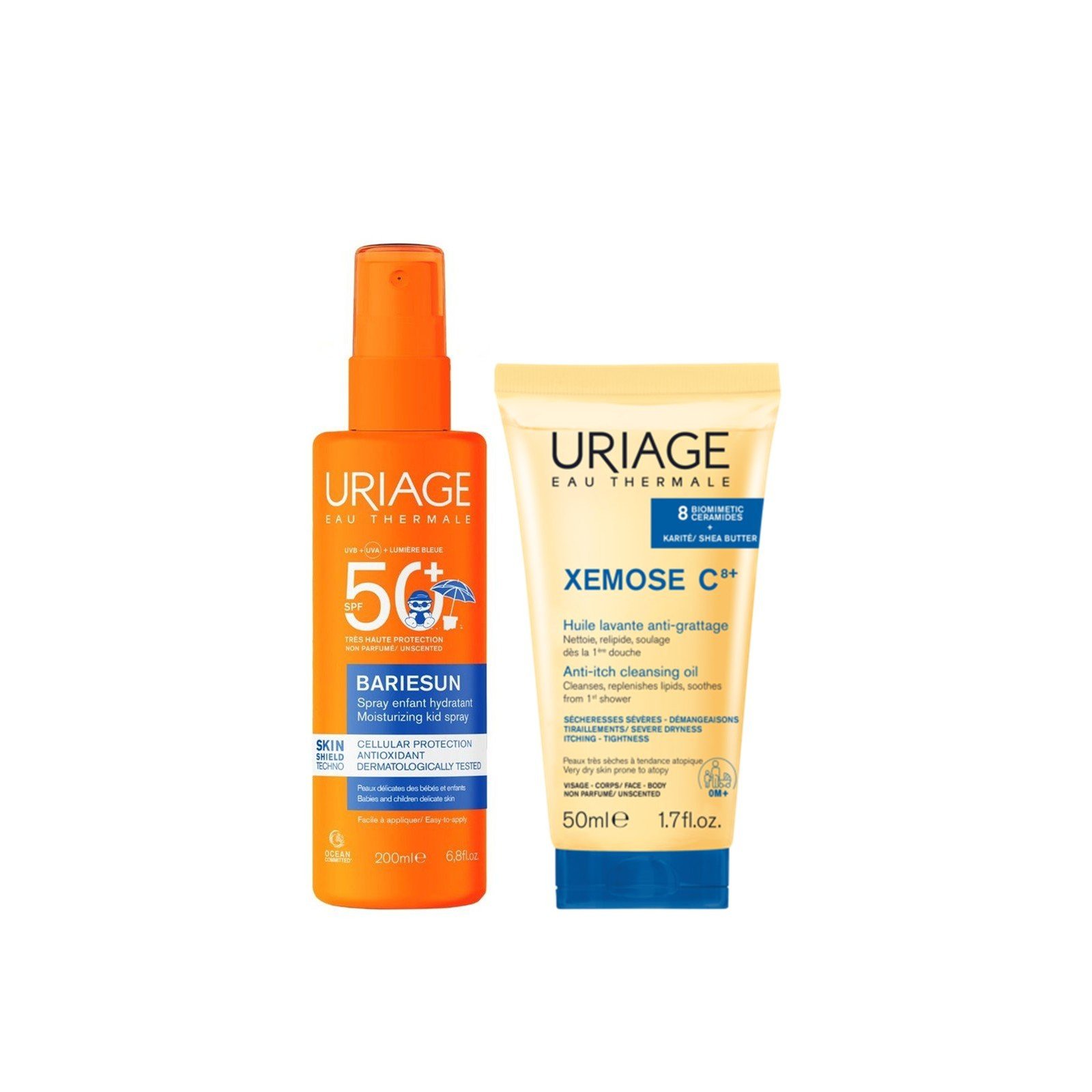 Uriage Bariésun Niisutav Lastesprei 200ml + Xémose C8+ Sügelusvastane Puhastusõli 50ml