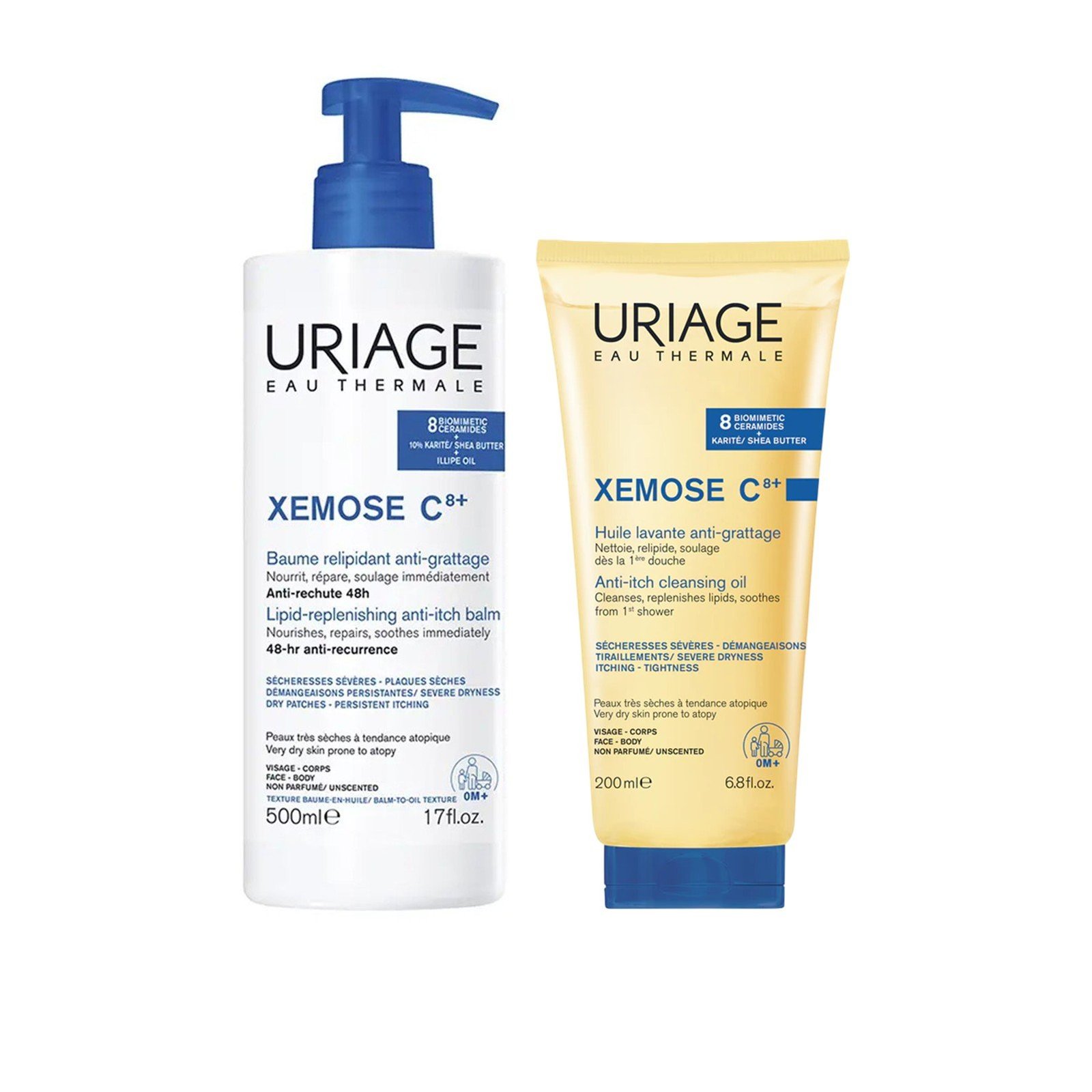 Uriage Xémose C8+ Baume Relipidant Anti-Grattage 500ml + Huile Lavante 200ml