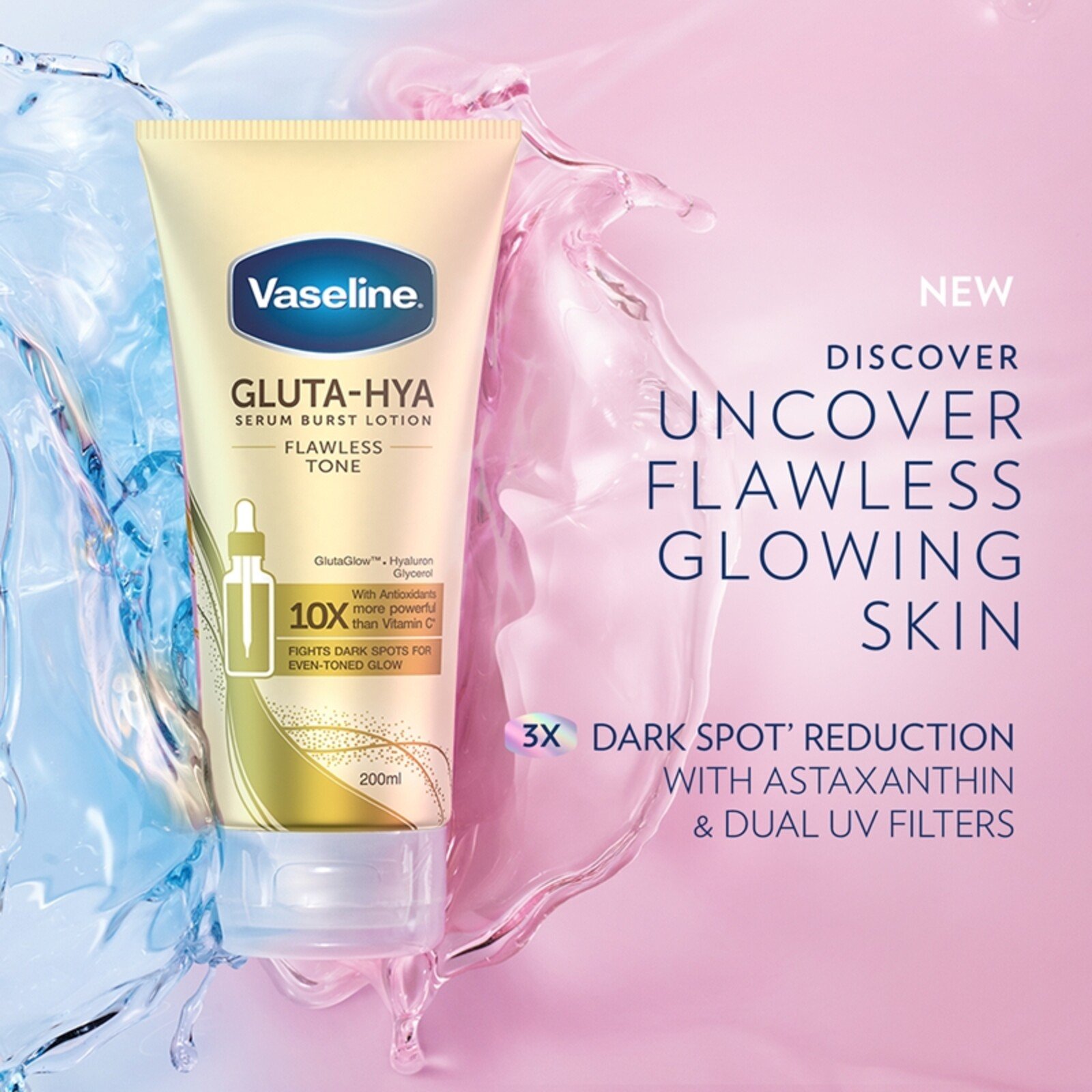 Vaseline Gluta-Hya Flawless Tone Serum Burst Lotion 200ml