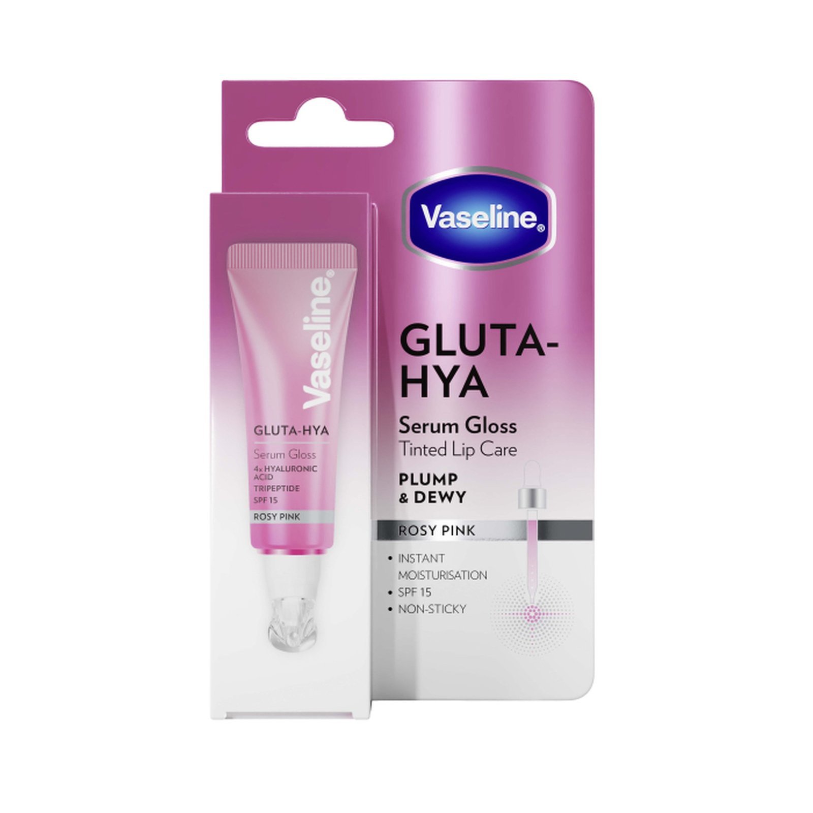 Vaseline Gluta-Hya Lip Serum Gloss SPF15 Rosy Pink 10ml