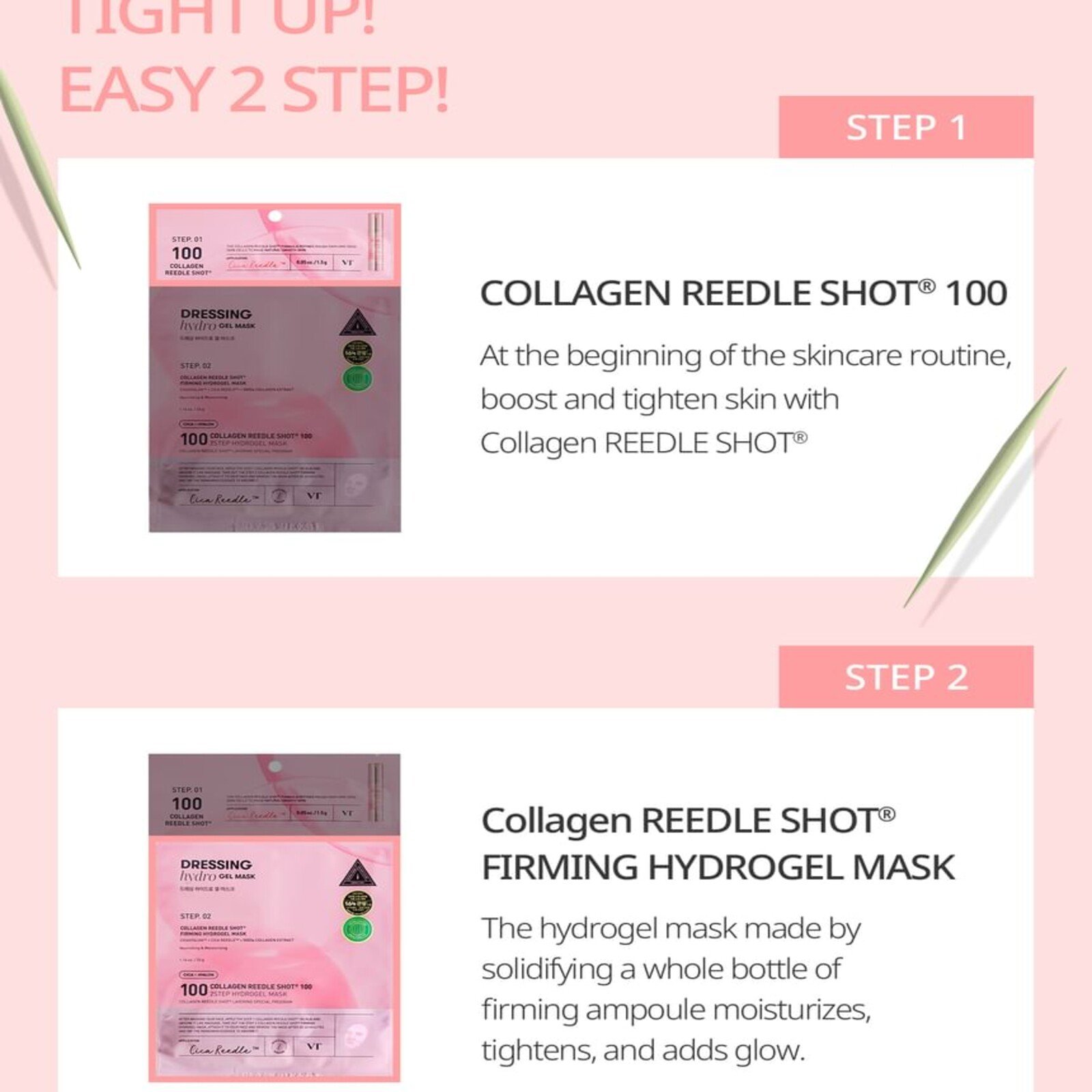 VT Cosmetics Kolagjen Reedle Shot 100 2Step Maskë Forcues Hydrogel Maskëë Fytyre x1