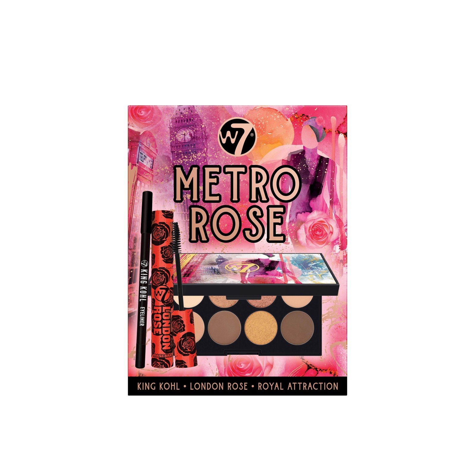 W7 Makeup Metro Rose طقم هدية