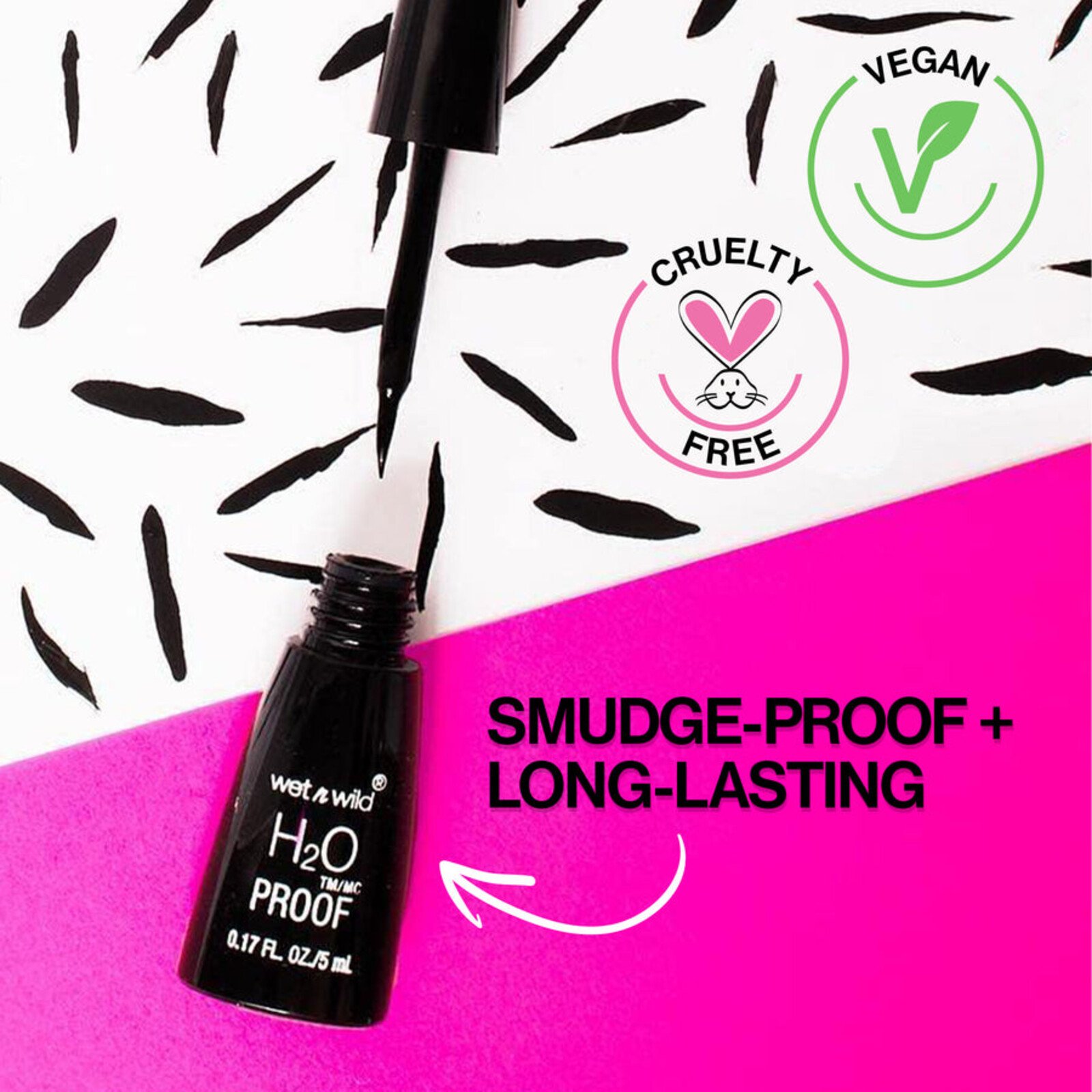Wet n Wild محدد عيون سائل مقاوم للماء H2O Proof Black 5ml