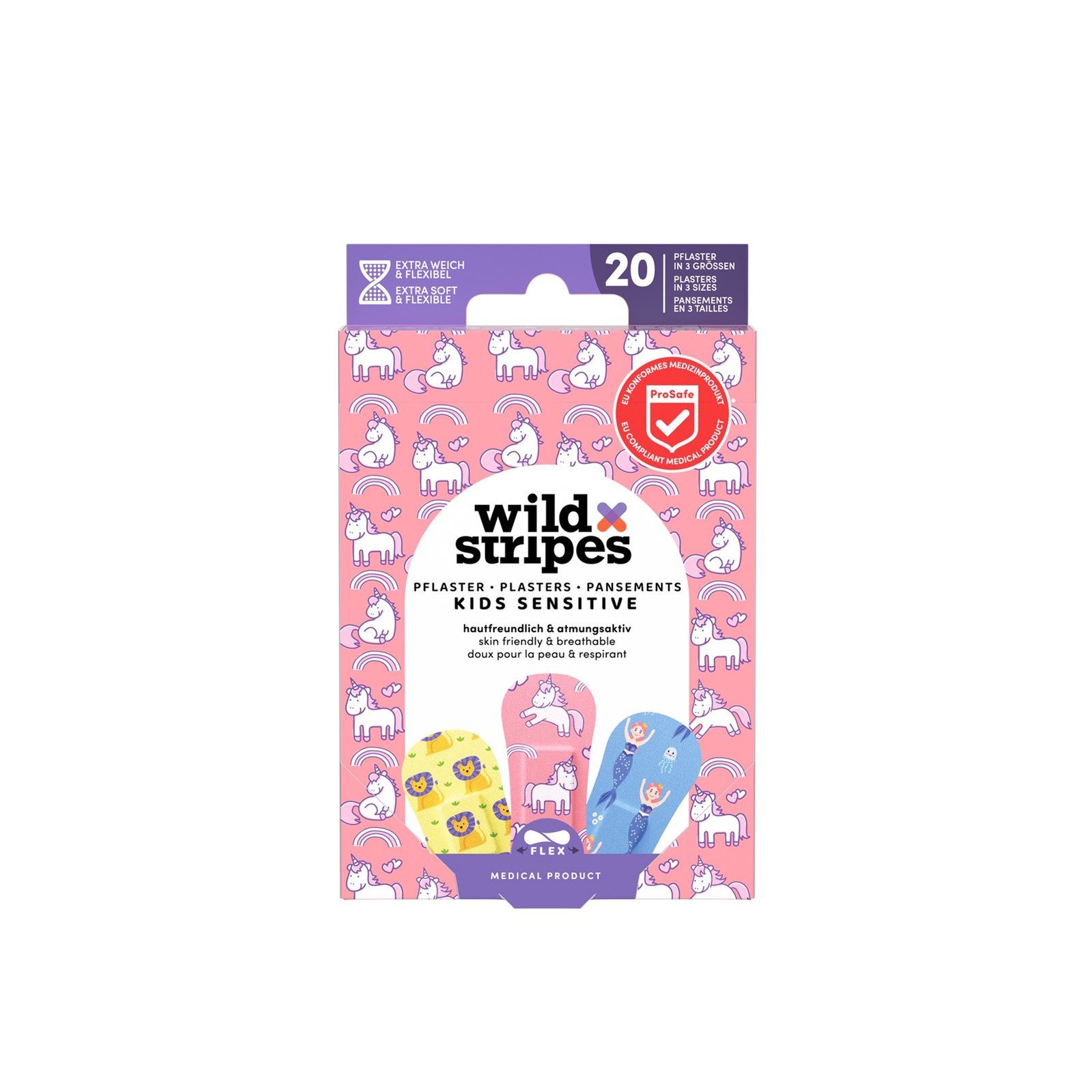 Wild Stripes ضمادات للأطفال حساسة فانتازيا x20