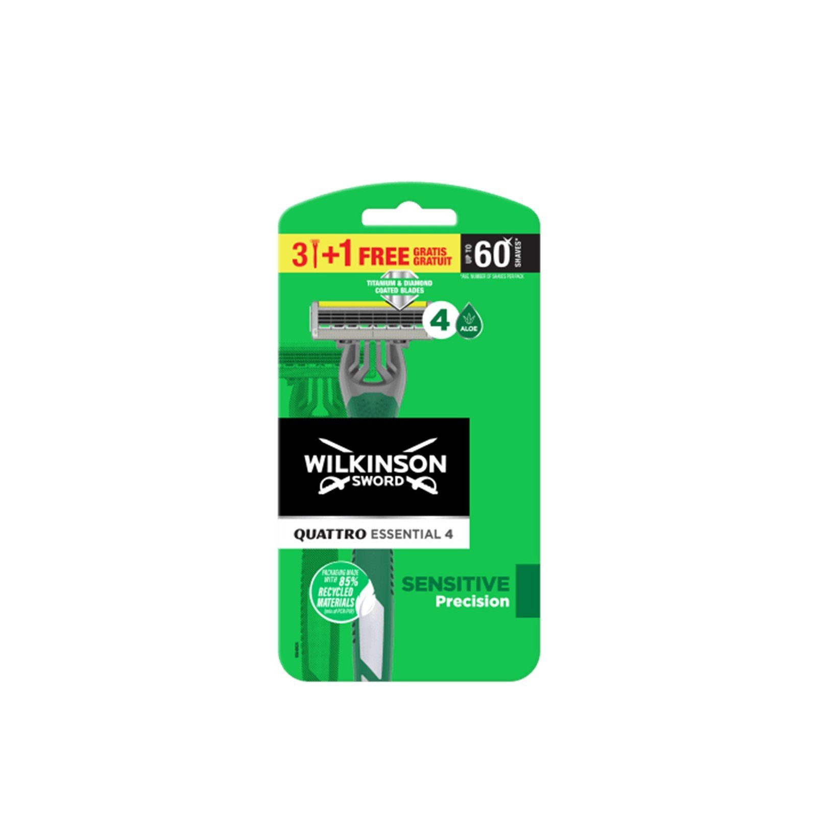 Wilkinson Sword Quattro Essential 4 Sensitive Precision Rasoirs Jetables x4