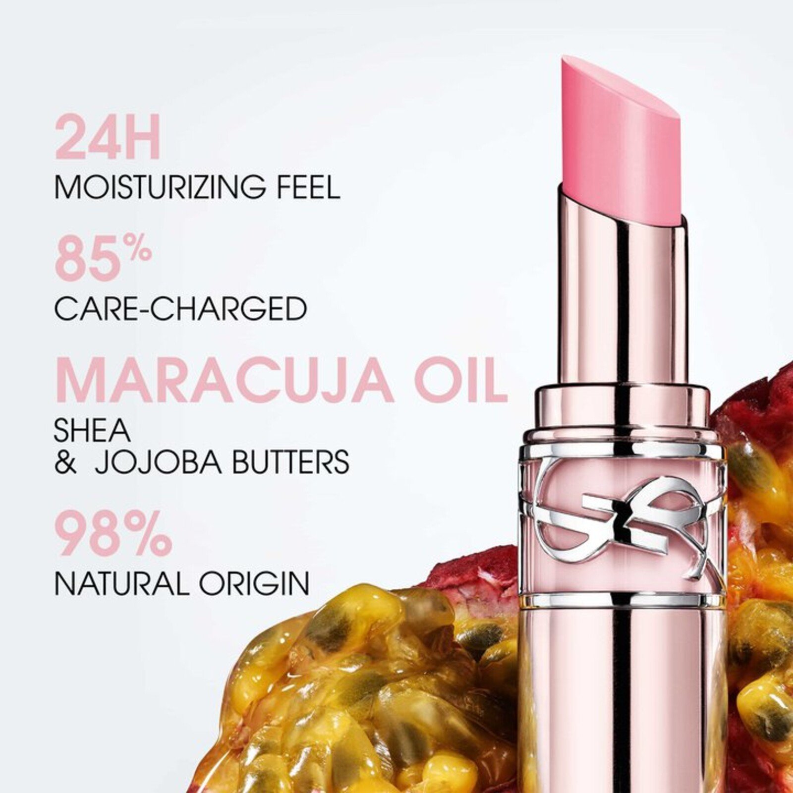 Yves Saint Laurent Loveshine Candy Glow بلسم شفاه ملون للعناية بلمعة شفافة 1B Pink Sunrise 3.1g