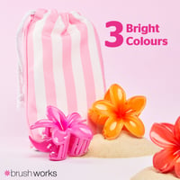Brushworks Horquillas con forma de flor de colores vivos (3 unidades)