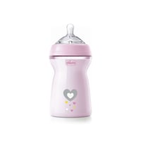 Chicco Natural Feeling Biberon En Plastique Sans BPA Débit Rapide 6m+ Rose 330ml