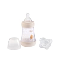 Chicco Perfect 5 Slow Flow Plastic Bottle Beige 150ml +  Physio Mini Soft Silicone Pacifier 0-2m
