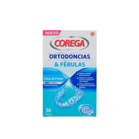 Corega Clear & Fresh Pastillas Limpiadoras para Ortodoncias y Férulas x36