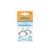 Dr. Brown's Options+ Medium Flow Wide-Neck Baby Bottle Silicone Nipple 3m+ x2