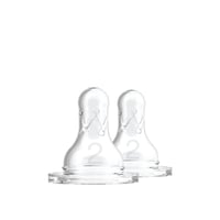 Dr. Brown's Medium Flow Narrow Baby Bottle Silicone Nipple 3m+ x2