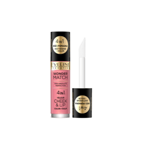 Eveline Cosmetics Wonder Match بلسم لون 4 في 1 مخملي للخدود والشفاه