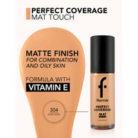 Flormar Perfect Coverage Mat Touch Foundation 304 Nude Ivory 30ml (1.01floz)