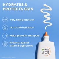 Garnier Ambre Solaire Super UV Fluido Hidratante con Ácido Hialurónico SPF50+ Protector Solar 40ml (1.35floz)