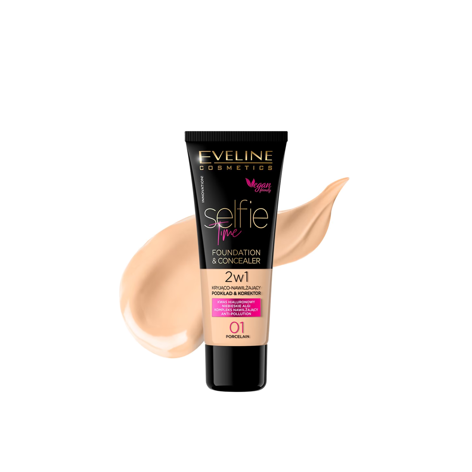Eveline Cosmetics Selfie Time 2-In-1 Foundation & Concealer 01 Porcelain 30ml