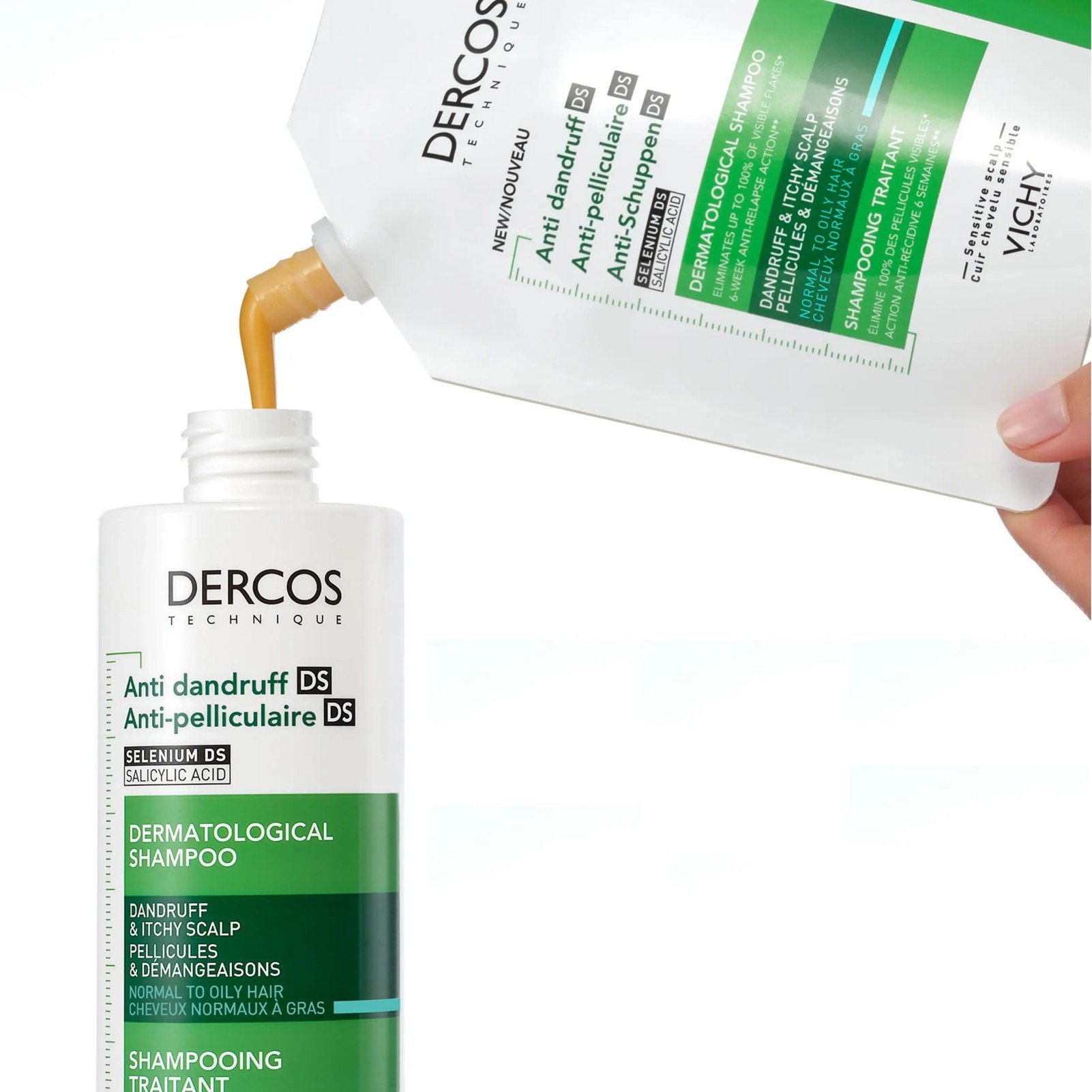 Vichy Dercos Anti-Dandruff DS Shampoo for Normal to Oily Hair Eco-Refill 500ml