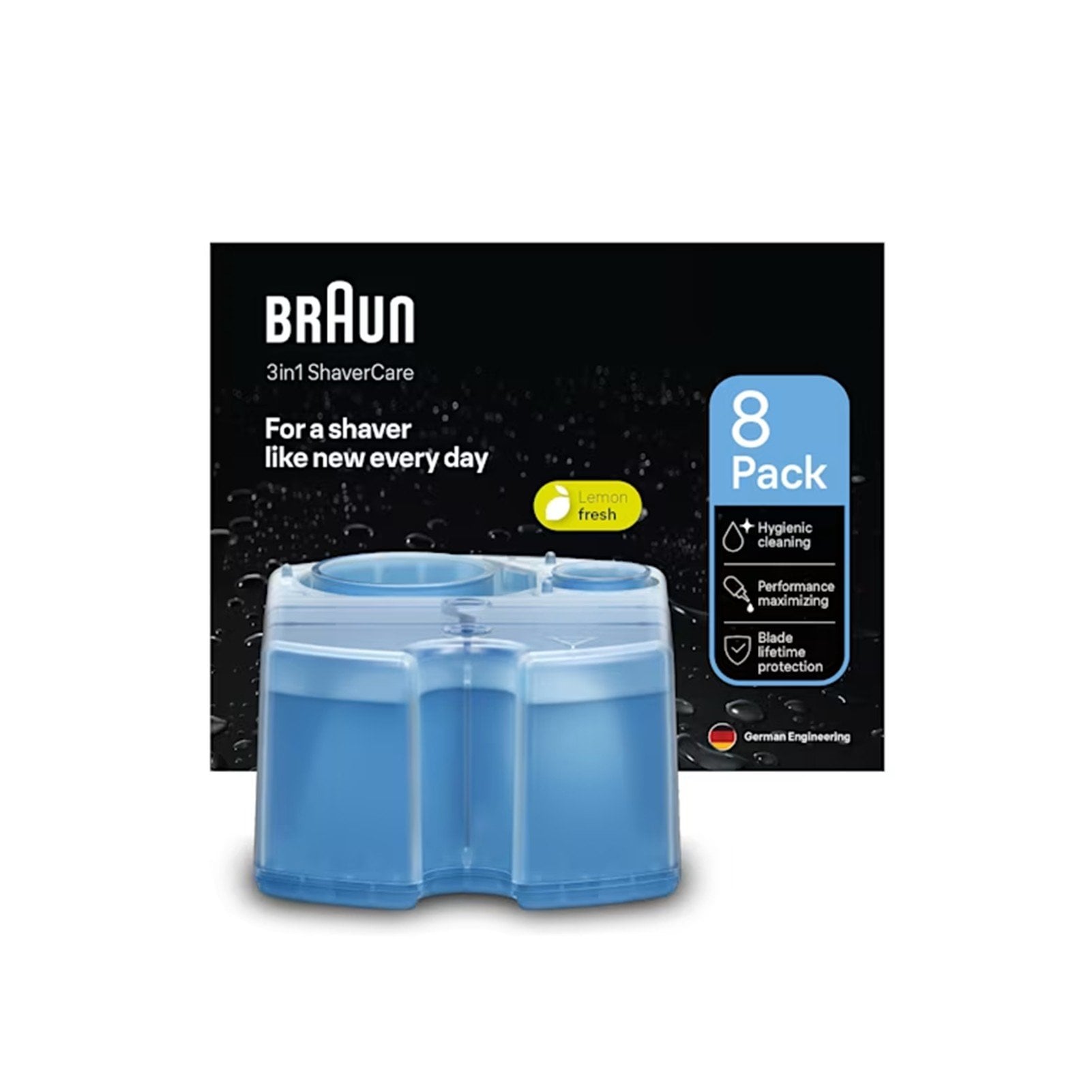 Braun 3-in-1 Shaver Care Clean & Renew Cartridges 170ml x8 USA